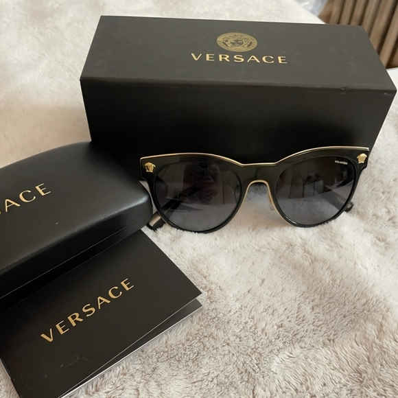 Versace Accessories - Versace Medusa Charm Black Sunglasses 2198 Polarized Lenses (EUC)